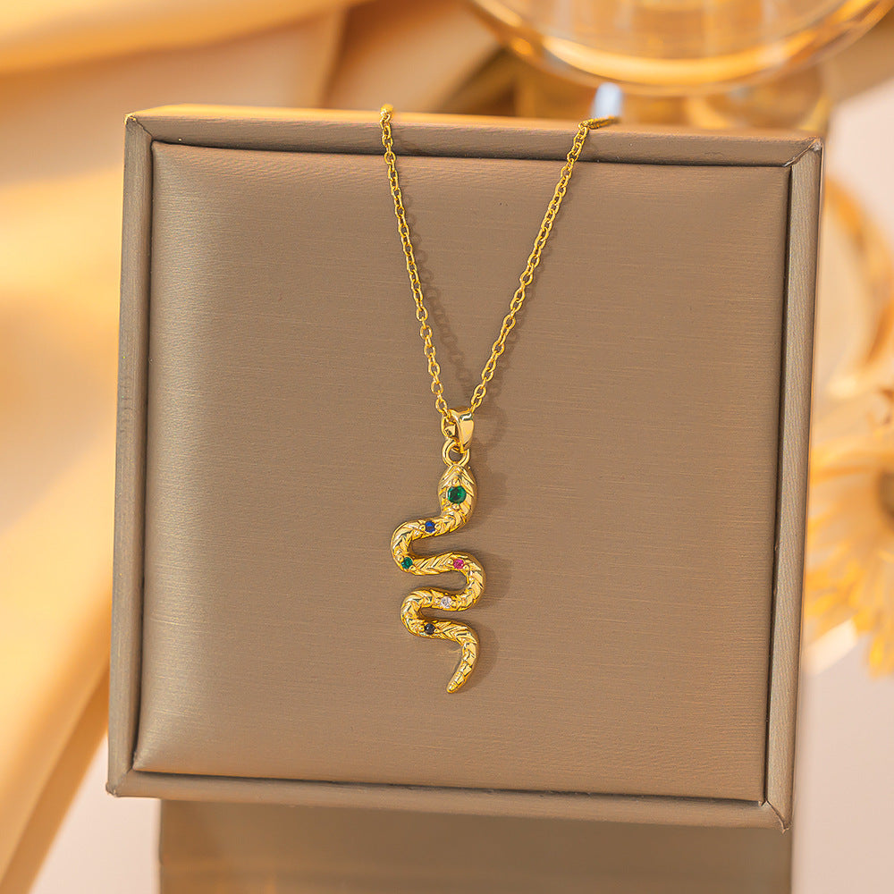 Snake Necklace With Rhinestone Design - Womens Fashion snake necklace