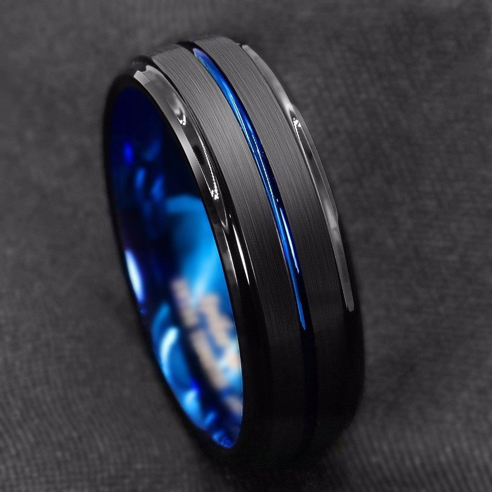 Mediumblue Gold Rings With Double Beveled Edges