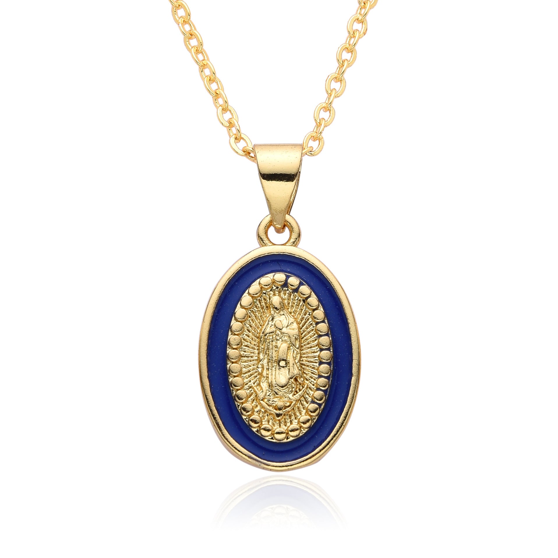 Religious Drip Oval Pendant Necklace For Women