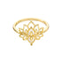 Stainless steel vintage golden lotus ring with opal, elegant fashion jewelry for women.