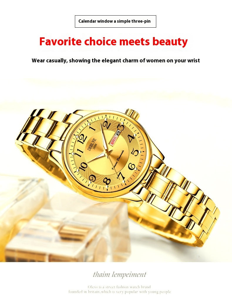 Ultra-thin Steel Strap Double Calendar Luminous Watrproof Watch