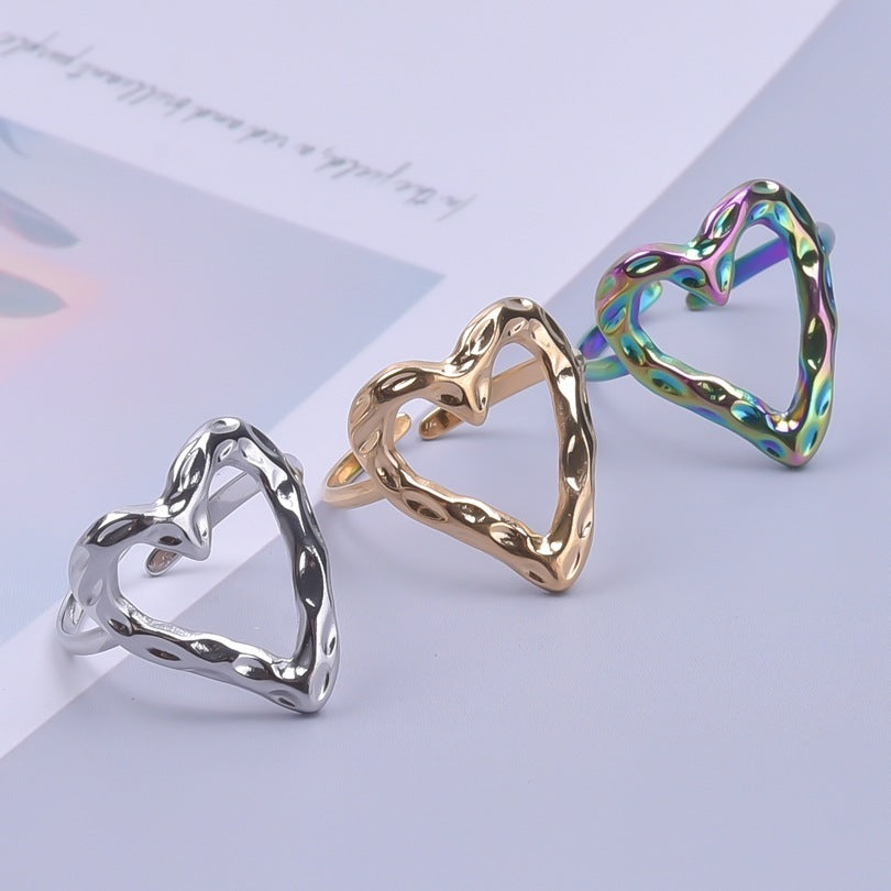 Stainless Steel Heart-shaped Open Ring