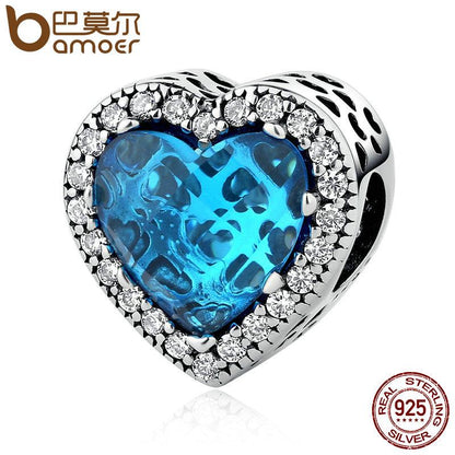 BAMOER 925 Sterling Silver Jewellery Radiant Hearts Beads Charms Fit..