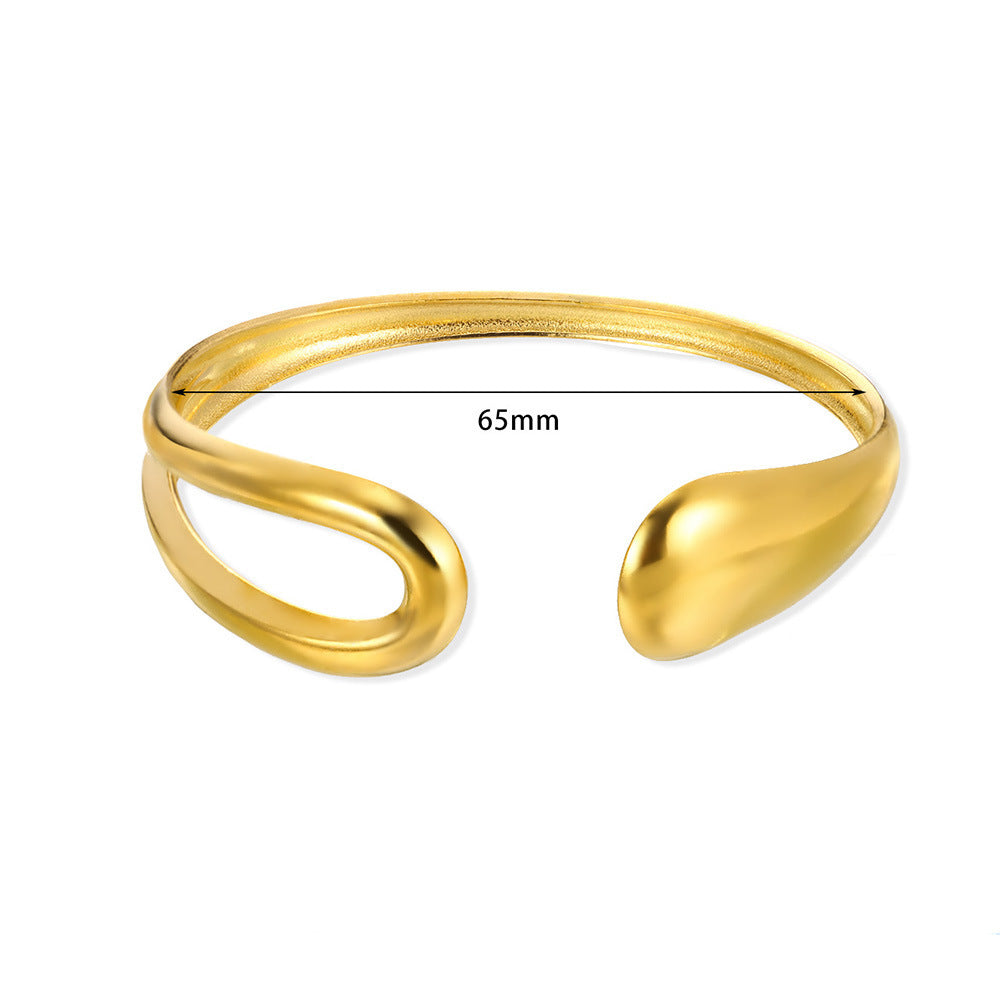 Gold Stainless Steel Bracelet With Concave-convex Pattern