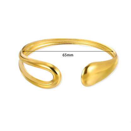 Gold Stainless Steel Bracelet With Concave-convex Pattern