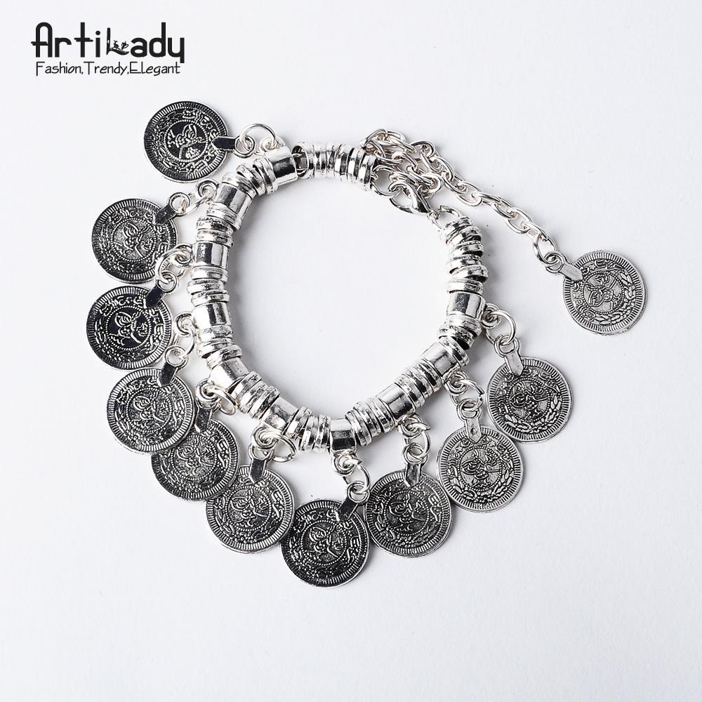 Artilady bohemian coin bracelet antic silver charm