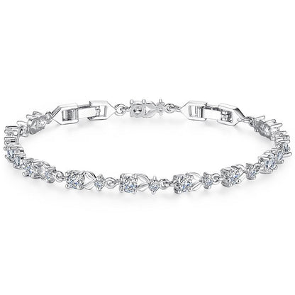 BAMOER Chain Link Bracelet Shining AAA Cubic Zircon Crystal Jewelry JIB013