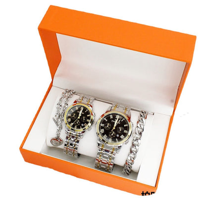 Couple watch suit with quartz movement in gift box, including men&