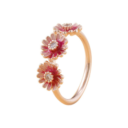 Pandora Daisy Ring - Silver Three Pink Daisy Rings Jewellery