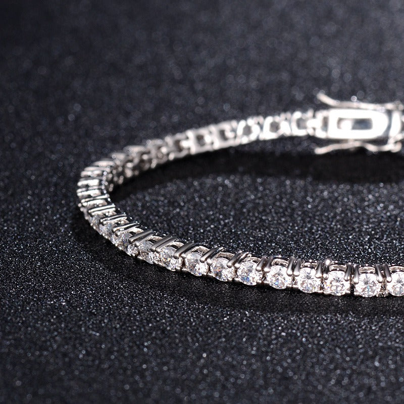 S925 Sterling Silver Electroplated Zircon Tennis Bracelet for Women