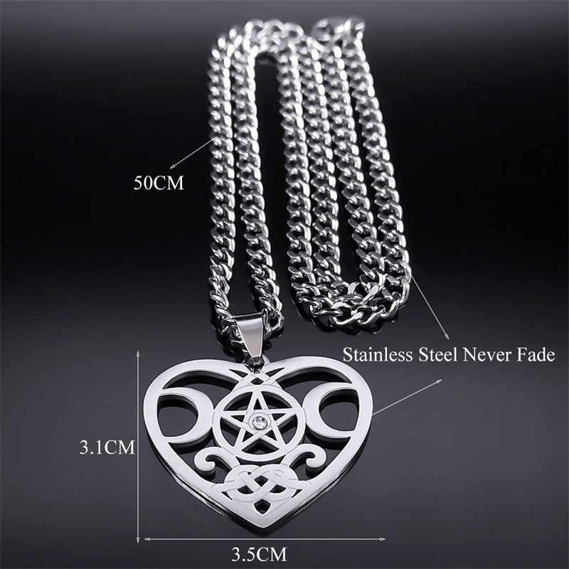 Stainless Steel Triple Moon Five-pointed Star Pendant Ornaments