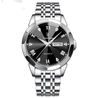 Watch Waterproof Super Luminous Luxury Quartz Watch with Black Surface Steel Strip