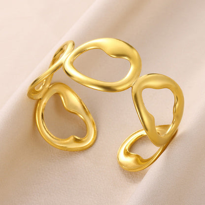 Gold Stainless Steel Bracelet With Concave-convex Pattern