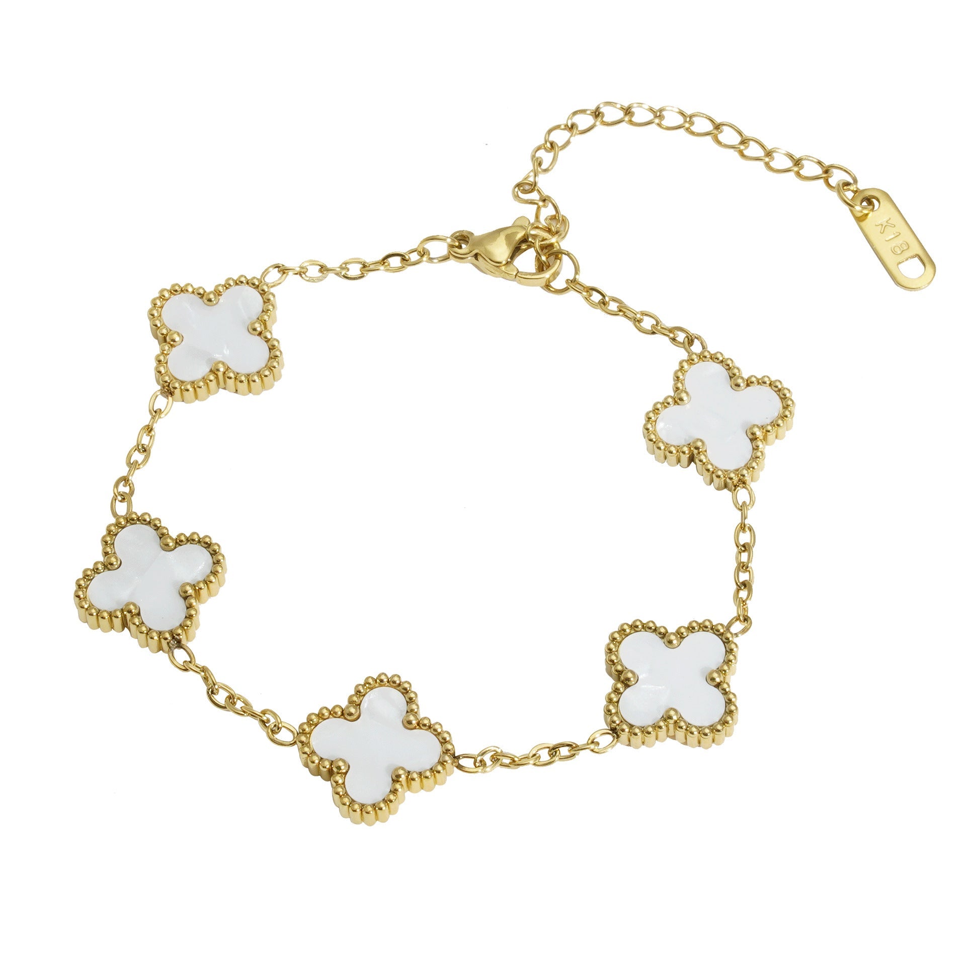 18k Gold Plated Titanium Steel Four-Leaf Clover Lucky Bracelet