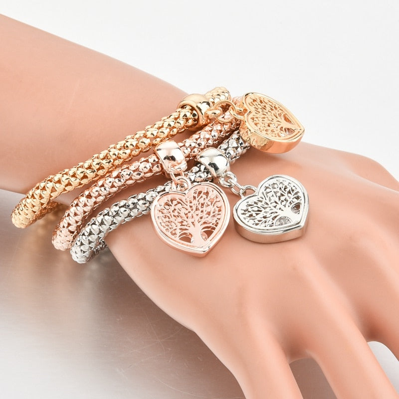 Dainty Jewelry Life Tree Heart Bracelet &amp; Bangles Popcorn Chain Set Friendship Distance Bracelets