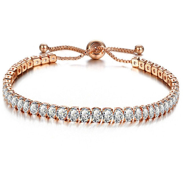 cubic zirconia tennis bracelet with sparkling stones on a bangle design