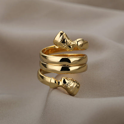 Indian Double Layered Rings in gold, unisex design, perfect for couples.