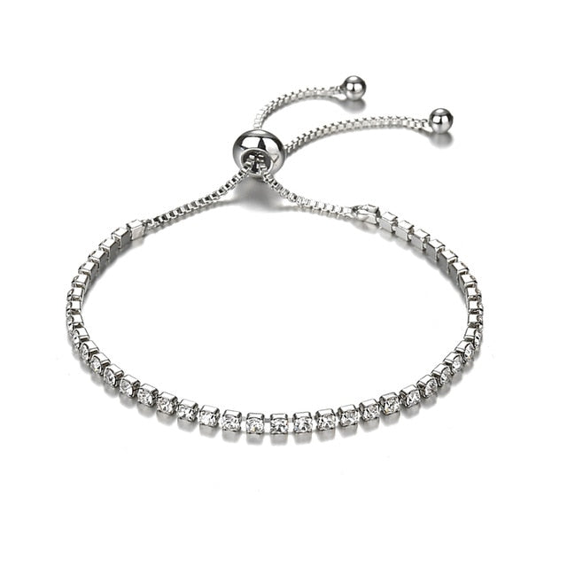 Luxurious Crystal Bracelet Silver Color Adjustable Infinity Charm Bracelets for Women Fashion Jewelry