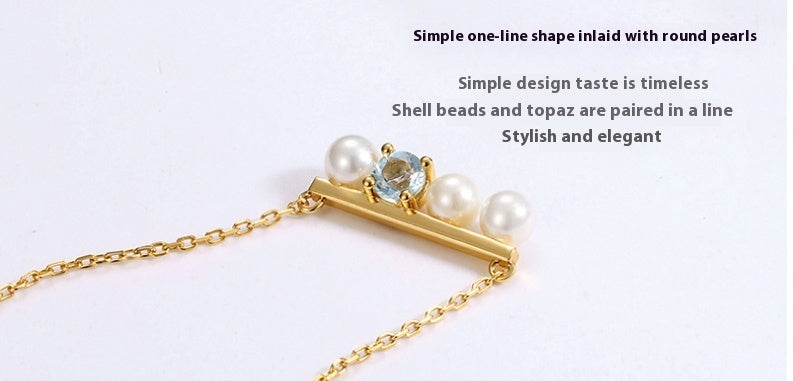 Pearl Necklace Clavicle 925 Silver Pendant Gold Plated Necklace