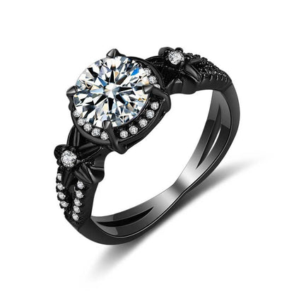 Black Engagement Rings - Stylish Black Gold Ring for Women