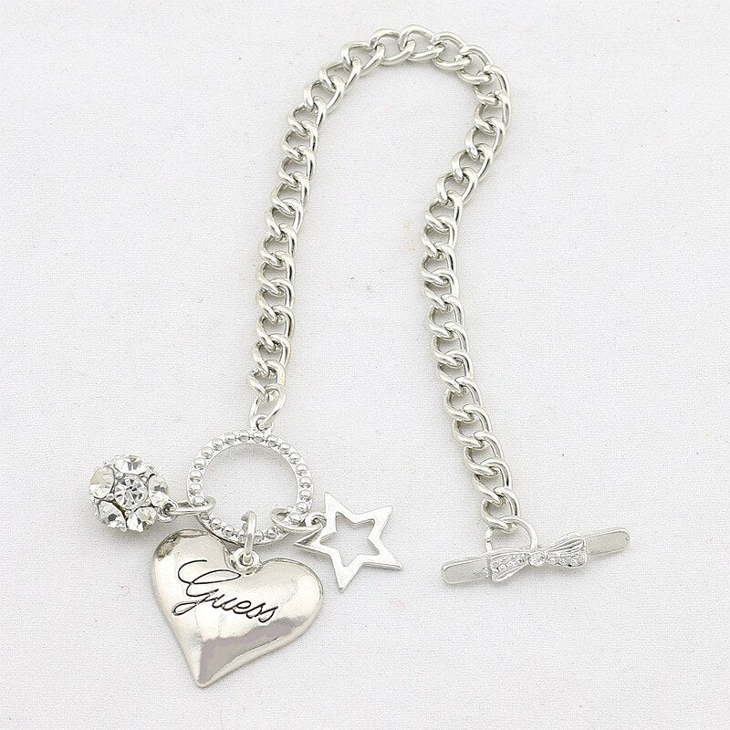 Love Heart Charms Bracelets For Women Gold Silver Color Bracelet