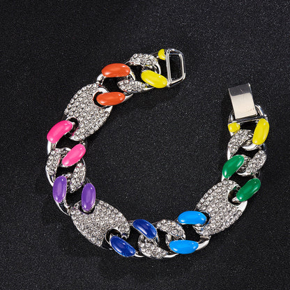 Rainbow Anklet - Colorful Diamond Bracelet &amp; Pig Nose Style