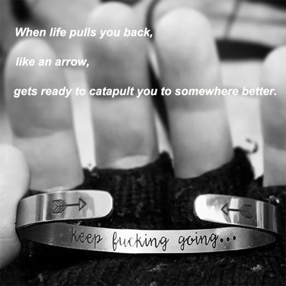 Inspirational Keep Going Cuff Bracelets Bangles Motivational Friend Encouragement Jewelry