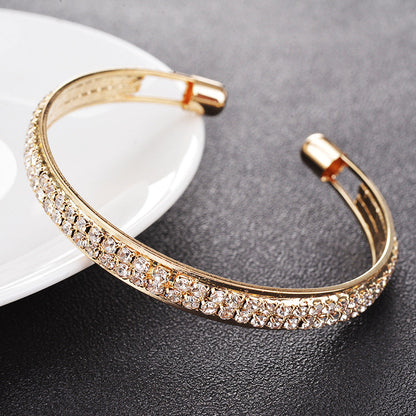 Rose Gold Silver Diamond Open Bracelet High Quality Fashion Jewellery