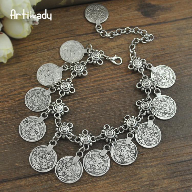 Artilady bohemian coin bracelet antic silver charm