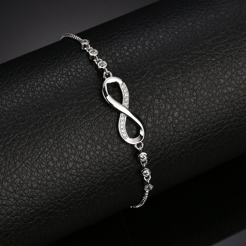 Luxurious Crystal Bracelet Silver Color Adjustable Infinity Charm Bracelets for Women Fashion Jewelry