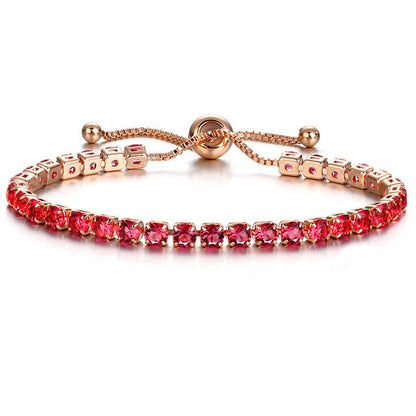 cubic zirconia tennis bracelet with pink stones and adjustable clasp