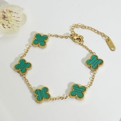 18k Gold Plated Titanium Steel Four-Leaf Clover Lucky Bracelet