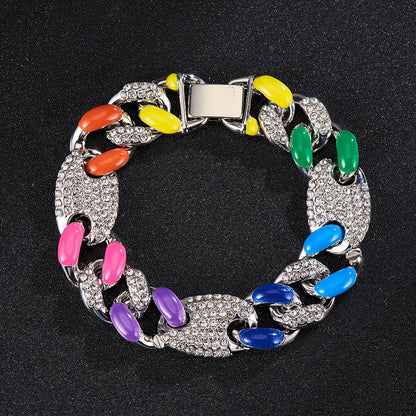 Rainbow Anklet - Colorful Diamond Bracelet &amp; Pig Nose Style