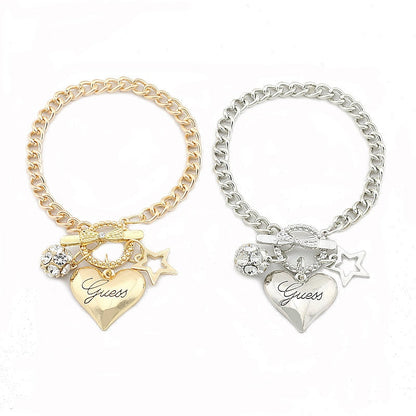 Love Heart Charms Bracelets For Women Gold Silver Color Bracelet