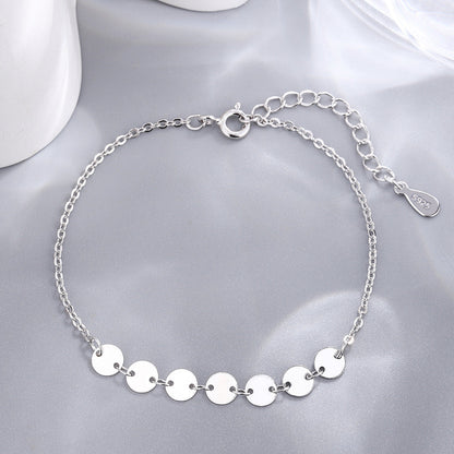 Ins Style S925 Sterling Silver Wafer Bracelet Simple and Personalized