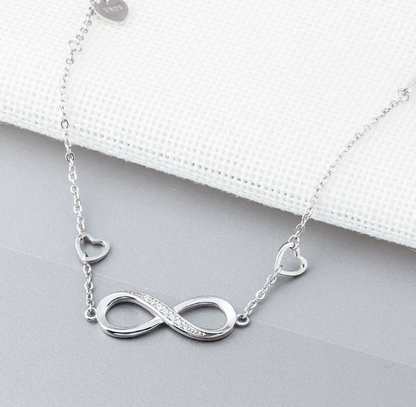 Sterling Silver Infinity Endless Love Symbol Charm Adjustable Bracelet