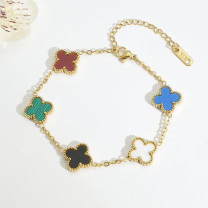 18k Gold Plated Titanium Steel Four-Leaf Clover Lucky Bracelet