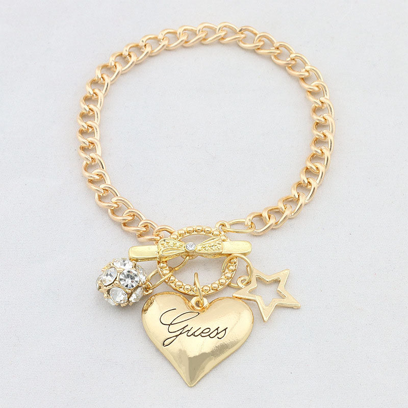 Love Heart Charms Bracelets For Women Gold Silver Color Bracelet