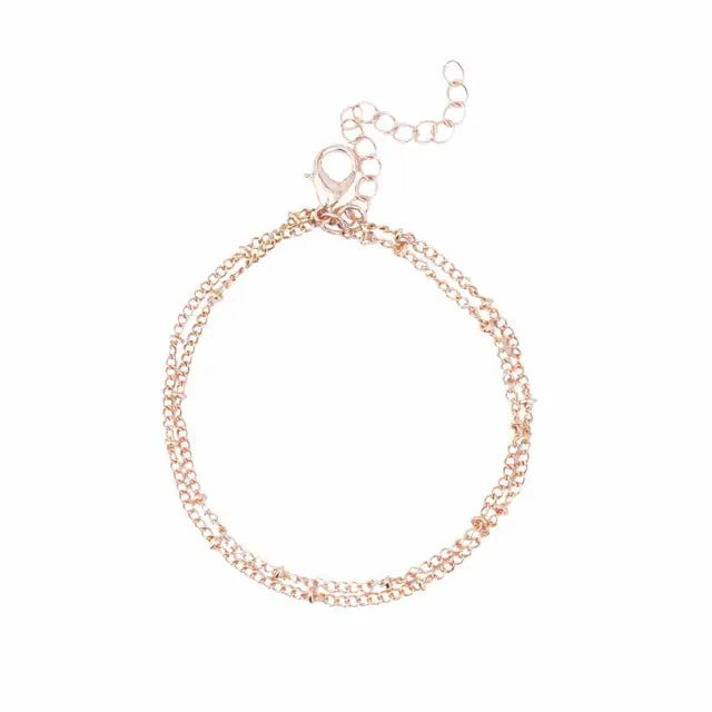 Summer bracelets &amp; bangles Dainty Double-Layer Satellite Chain Gold Bracelet Wedding Gift