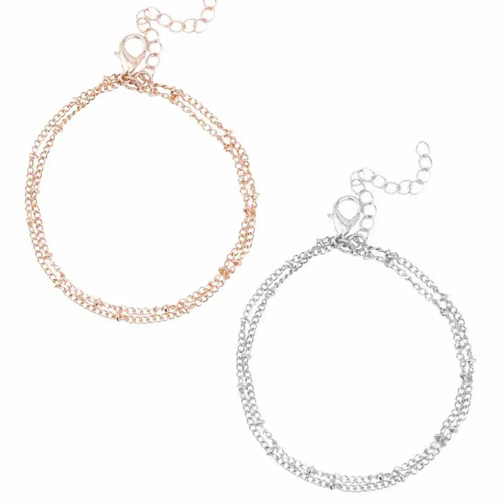 Summer bracelets &amp; bangles Dainty Double-Layer Satellite Chain Gold Bracelet Wedding Gift