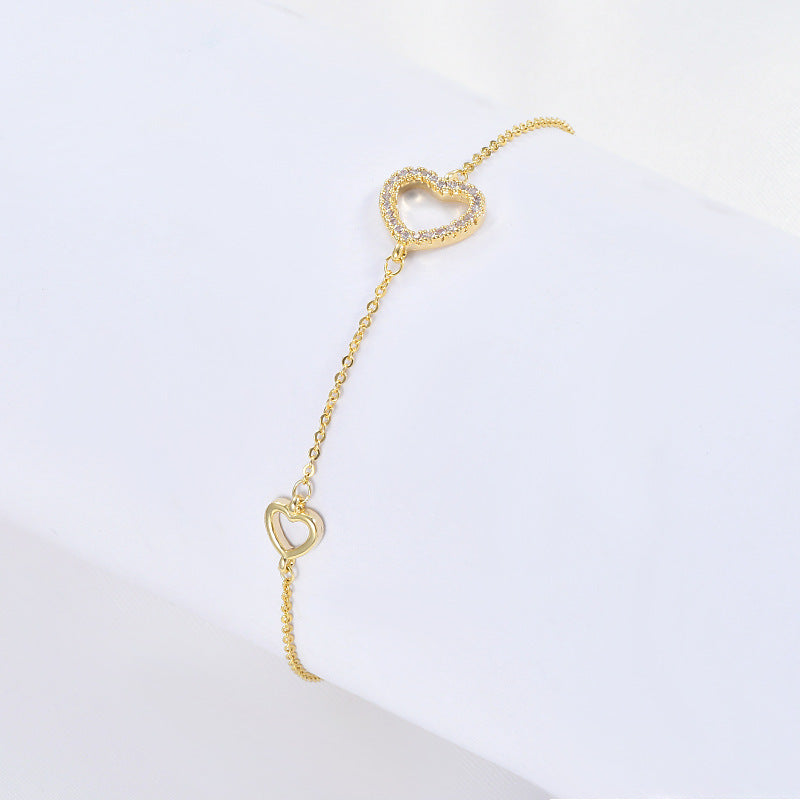 New Trendy Temperament Bracelet Female Niche Design Zircon Love Bracelet Personality Net Red Fashion Jewelry