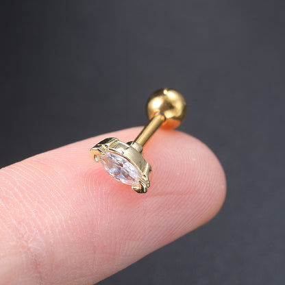 Puncture Ear Bone Stud Female Fine Zircon-embedded Earrings