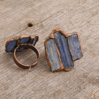 Unique White Quartz Kyanite Adjustable Rings