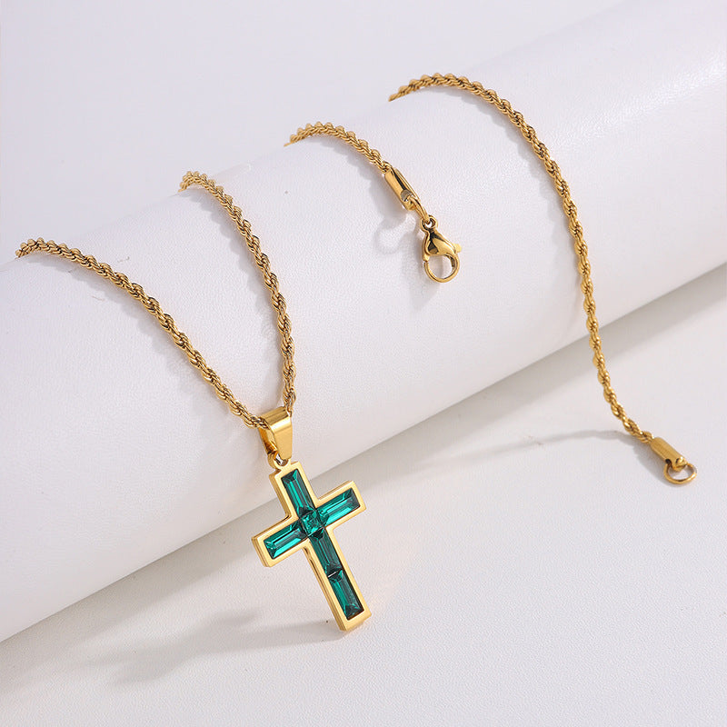 Fashion Jewelry European And American Ing Style Diamond Cross Necklace Unique No Color Fading