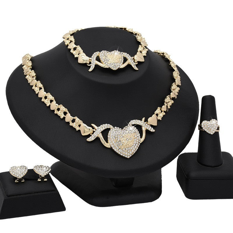 Dubai 18K Gold Heart-shaped Jewelry Suit