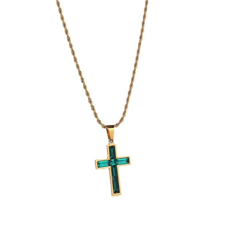 Fashion Jewelry European And American Ing Style Diamond Cross Necklace Unique No Color Fading