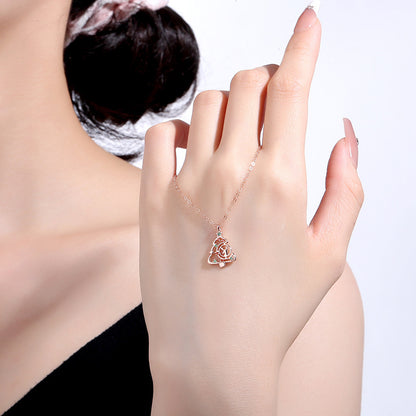 S925 Elk Christmas Tree Necklace Fashion Ins Style Zircon Clavicle Chain Women&