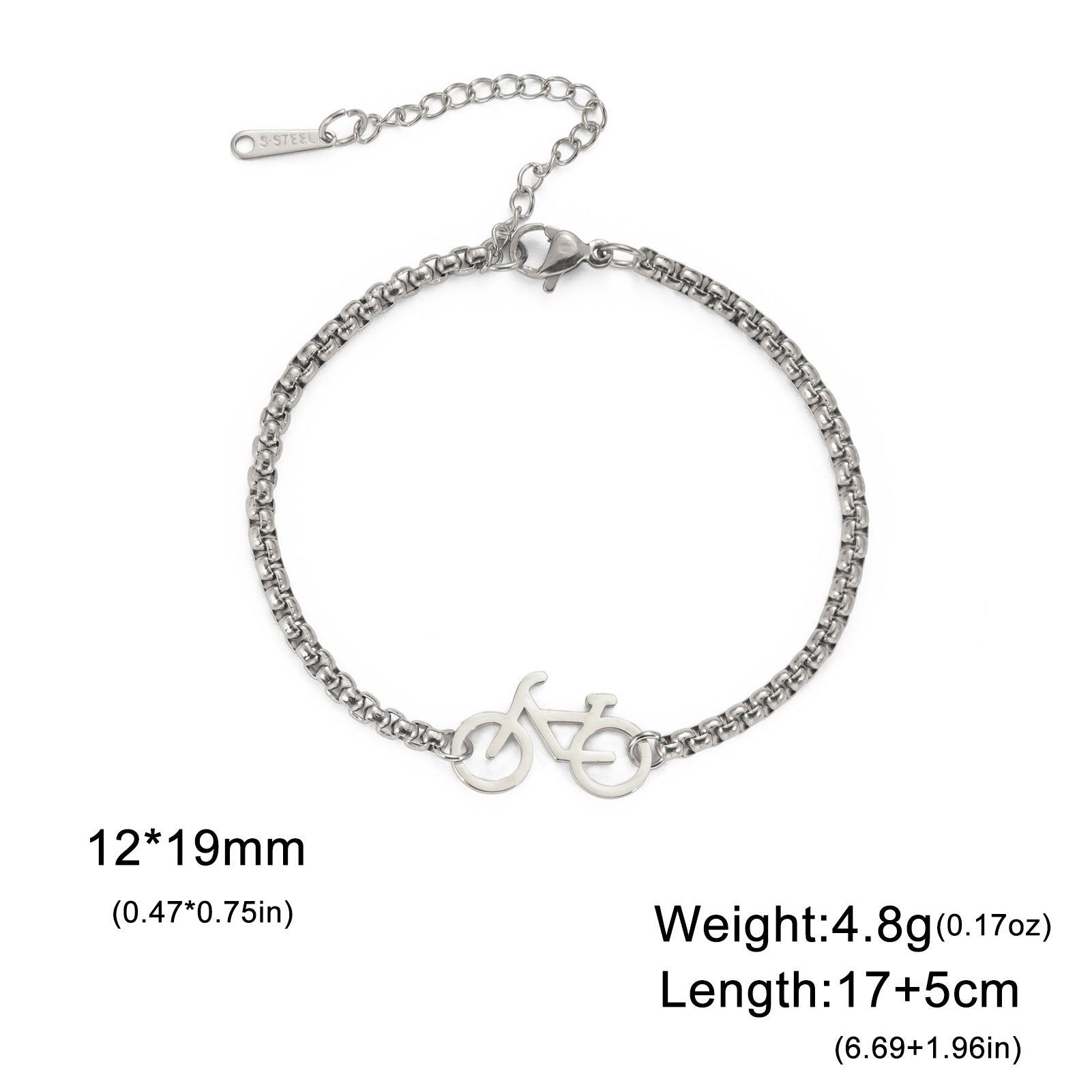 Simple Titanium Steel Cut Hollow Personality Bicycle Small Pendant Stainless Steel Bracelet