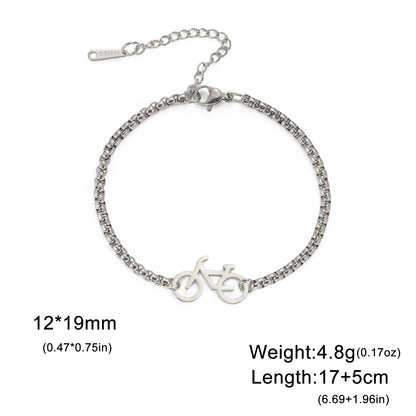 Simple Titanium Steel Cut Hollow Personality Bicycle Small Pendant Stainless Steel Bracelet