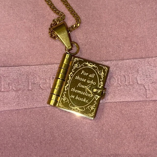 Book Lover Necklace Carved Openable Book Necklace